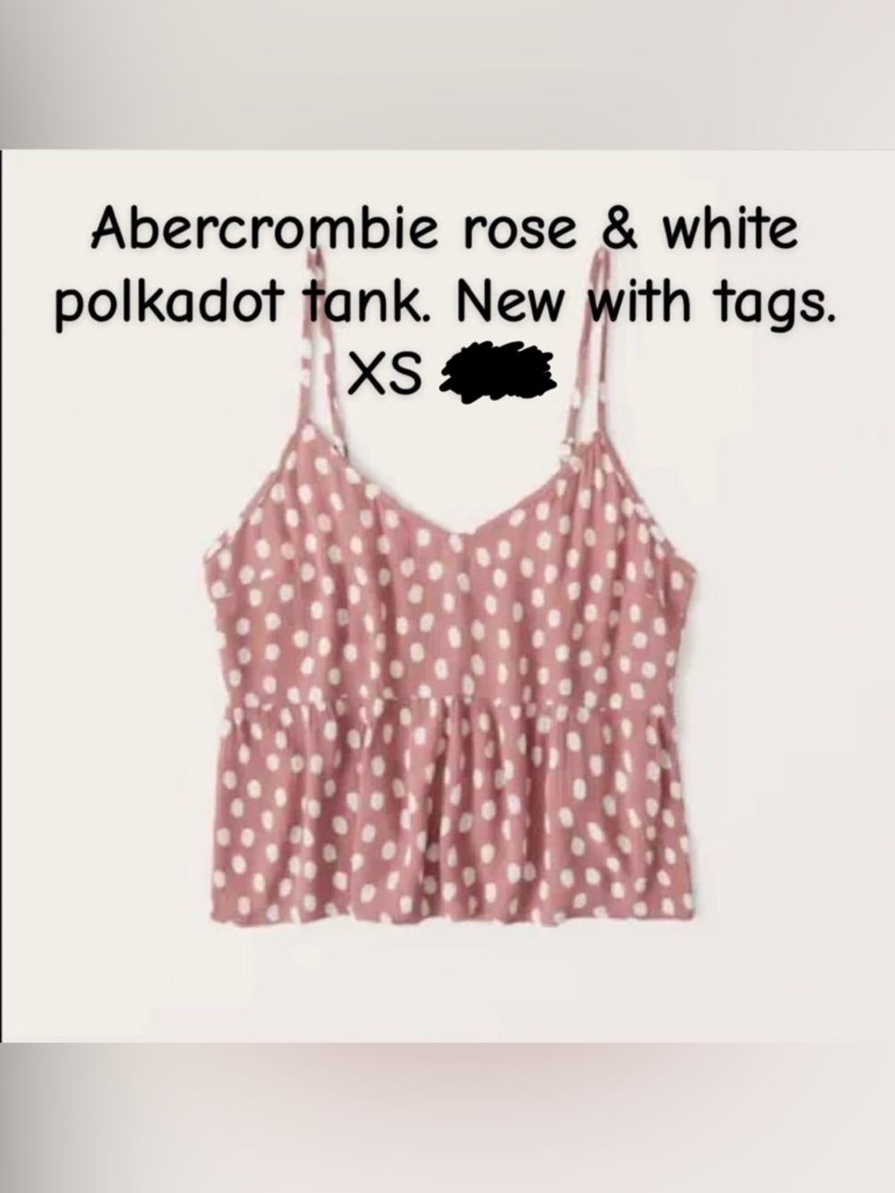 Abercrombie pink rose polka dot tank top NWT XS